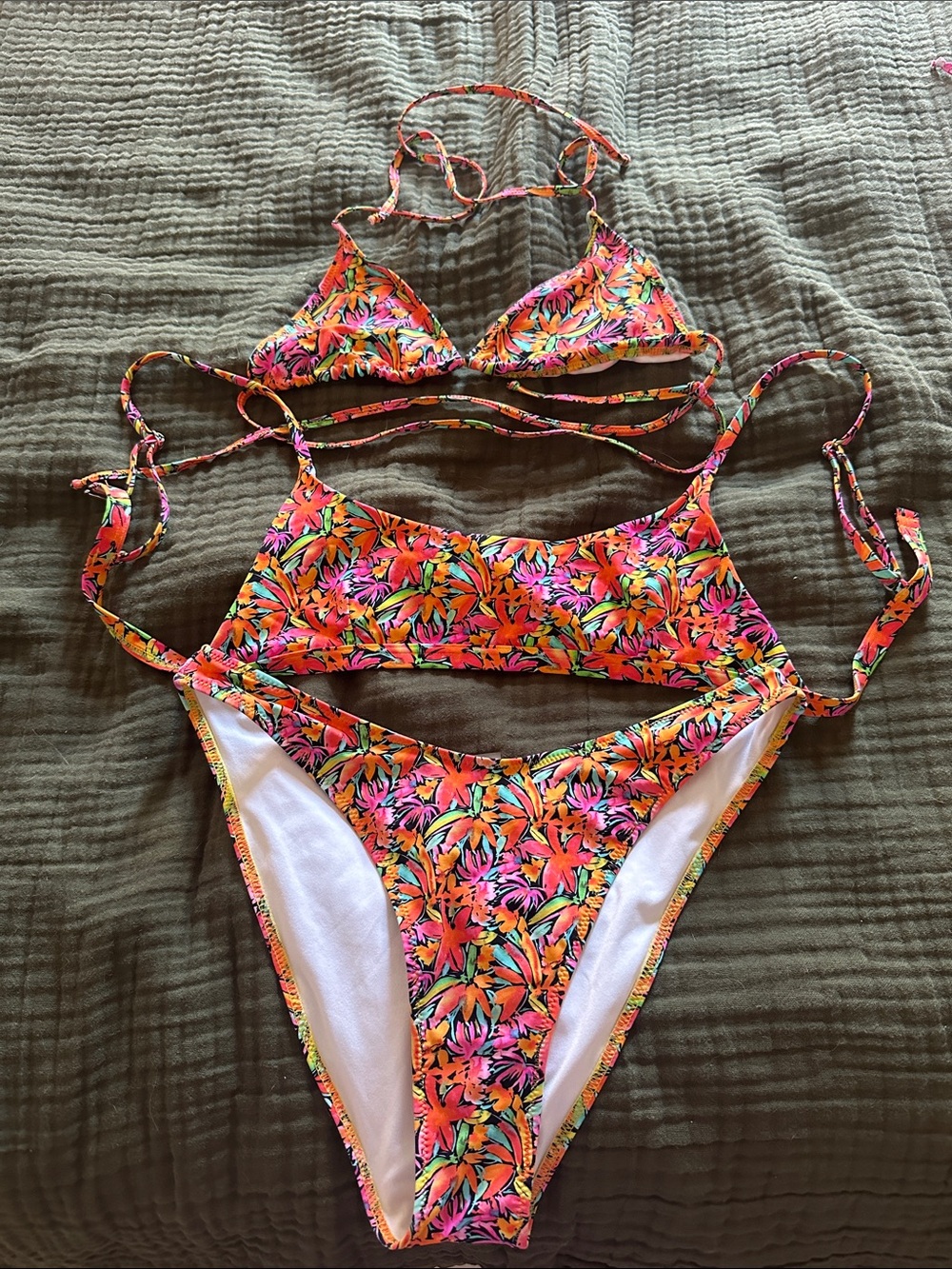 A Tropical Night three piece Bright Bikini Set
